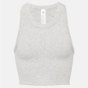 Alo Seamless Delight Gray Cropped Tank Top